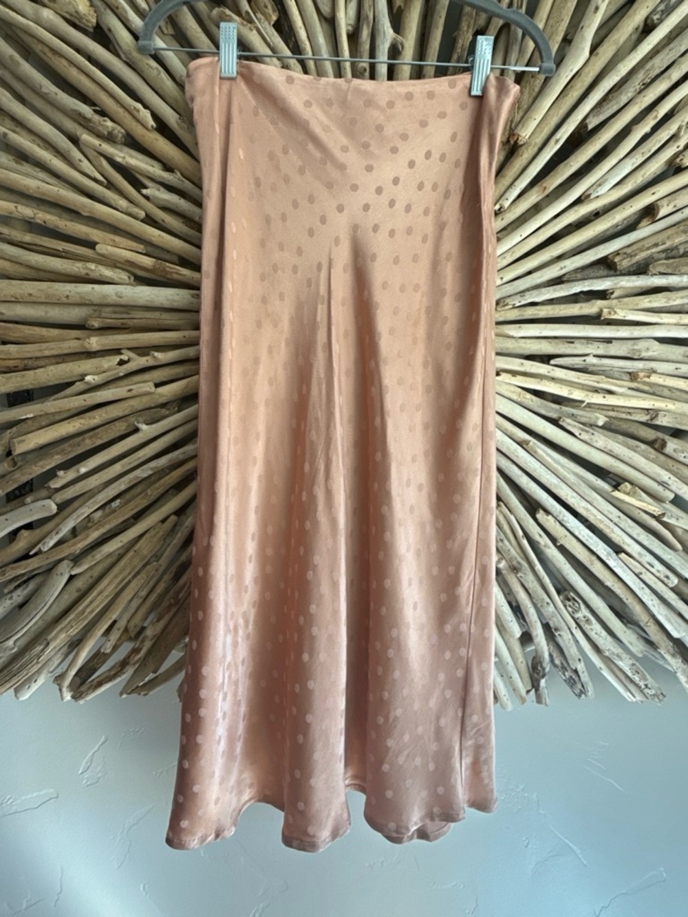 lovestitch Dusty Rose Polka Dot Midi Slip Skirt